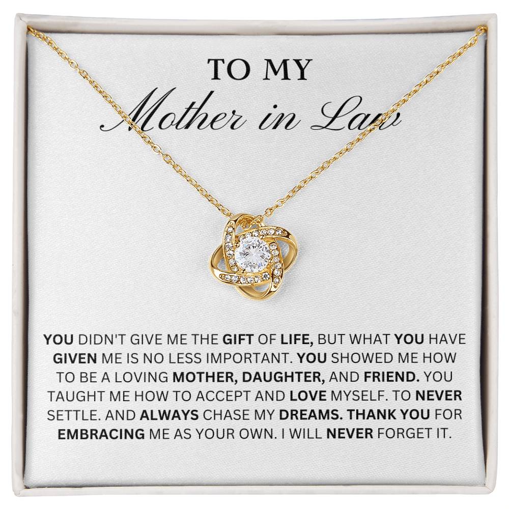 To My Mother in Law - Forever Grateful - Love Knot Necklace