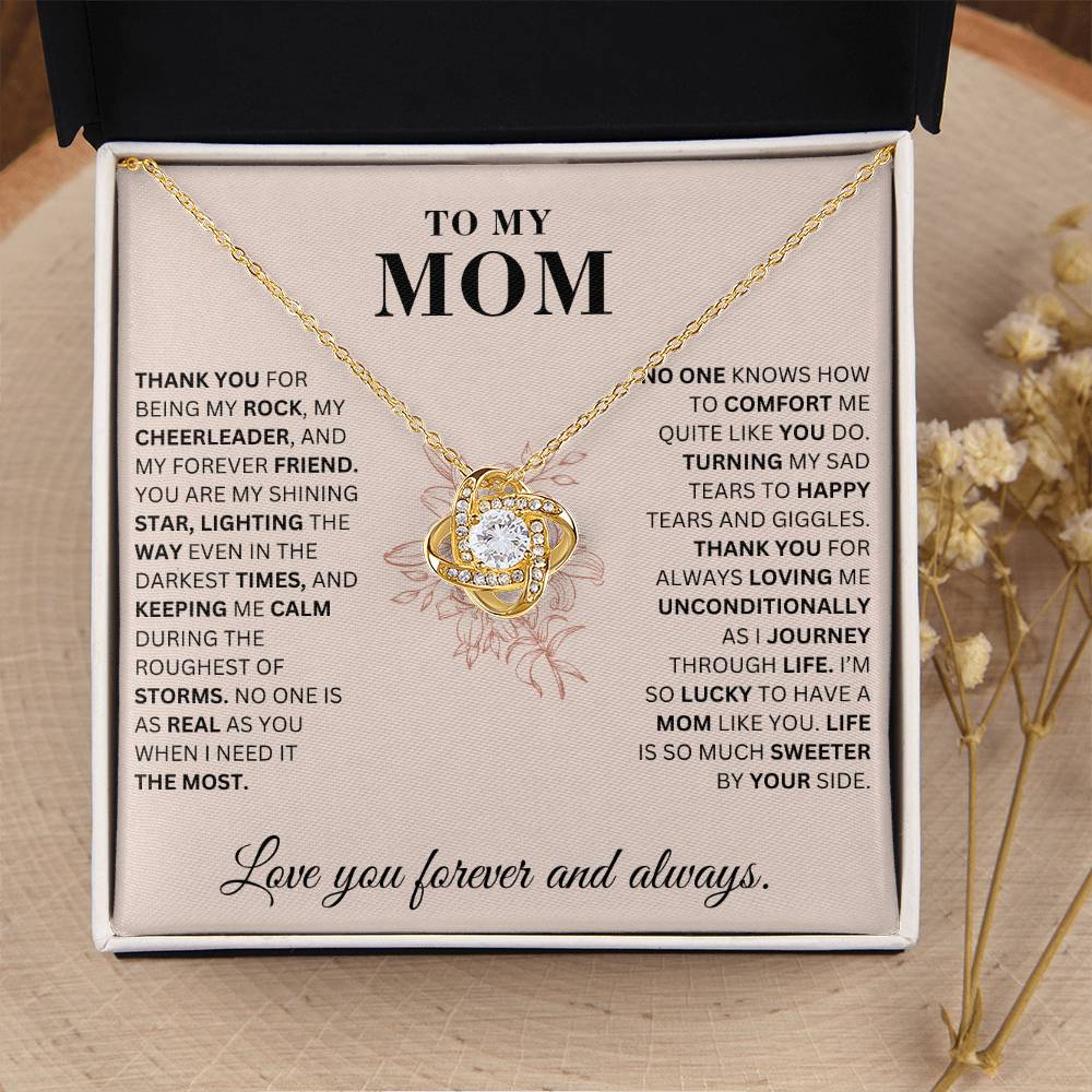 To My Mom - My Rock - Love Knot Necklace