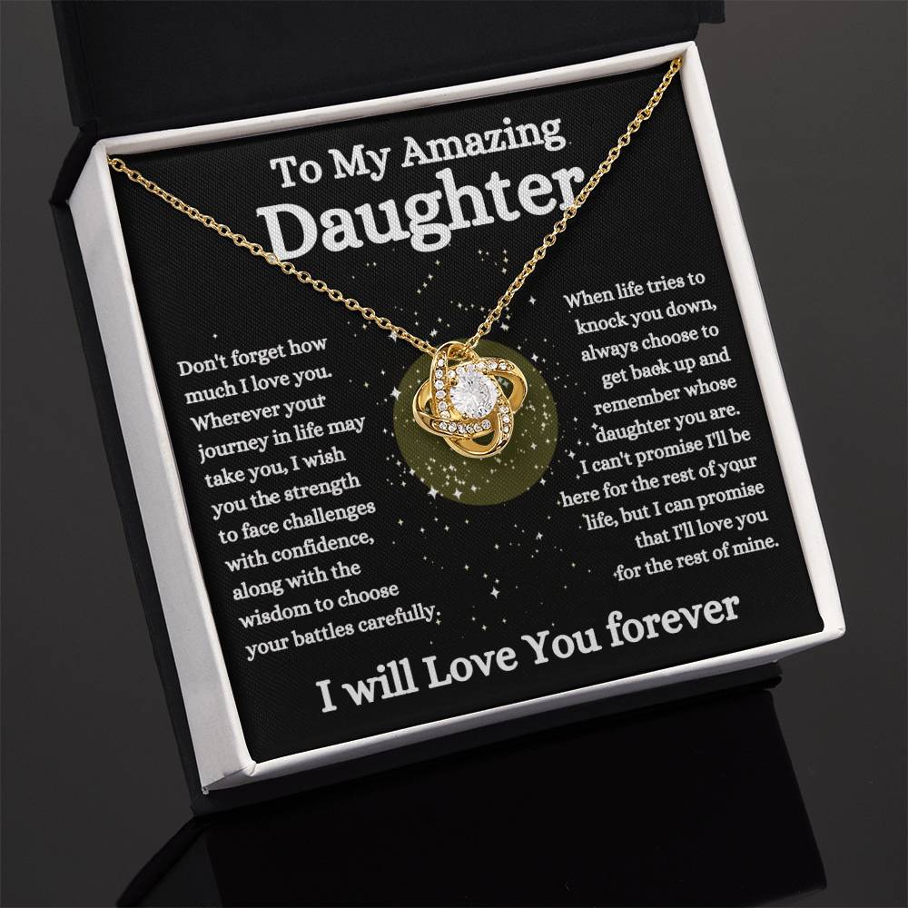 To My Amazing Daughter - Moon and Stars - Love Knot Nekclace