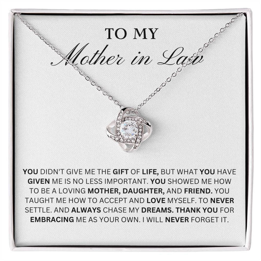 To My Mother in Law - Forever Grateful - Love Knot Necklace