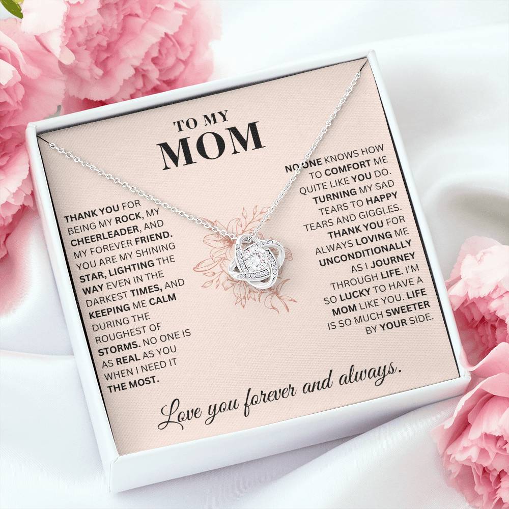 To My Mom - My Rock - Love Knot Necklace