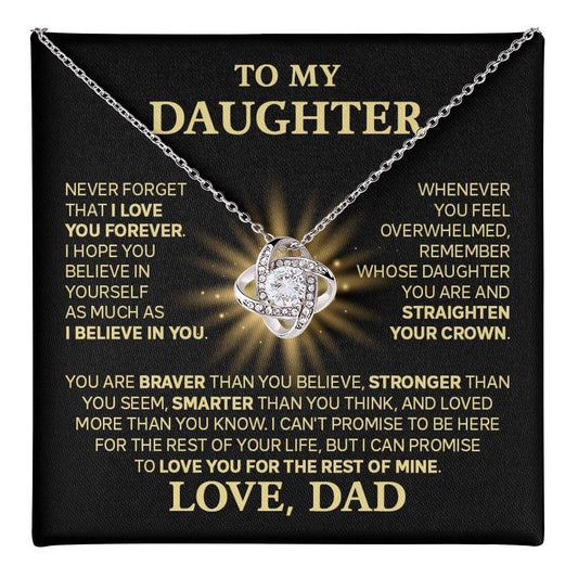 To My Daughter - Shine - Love Knot Necklace