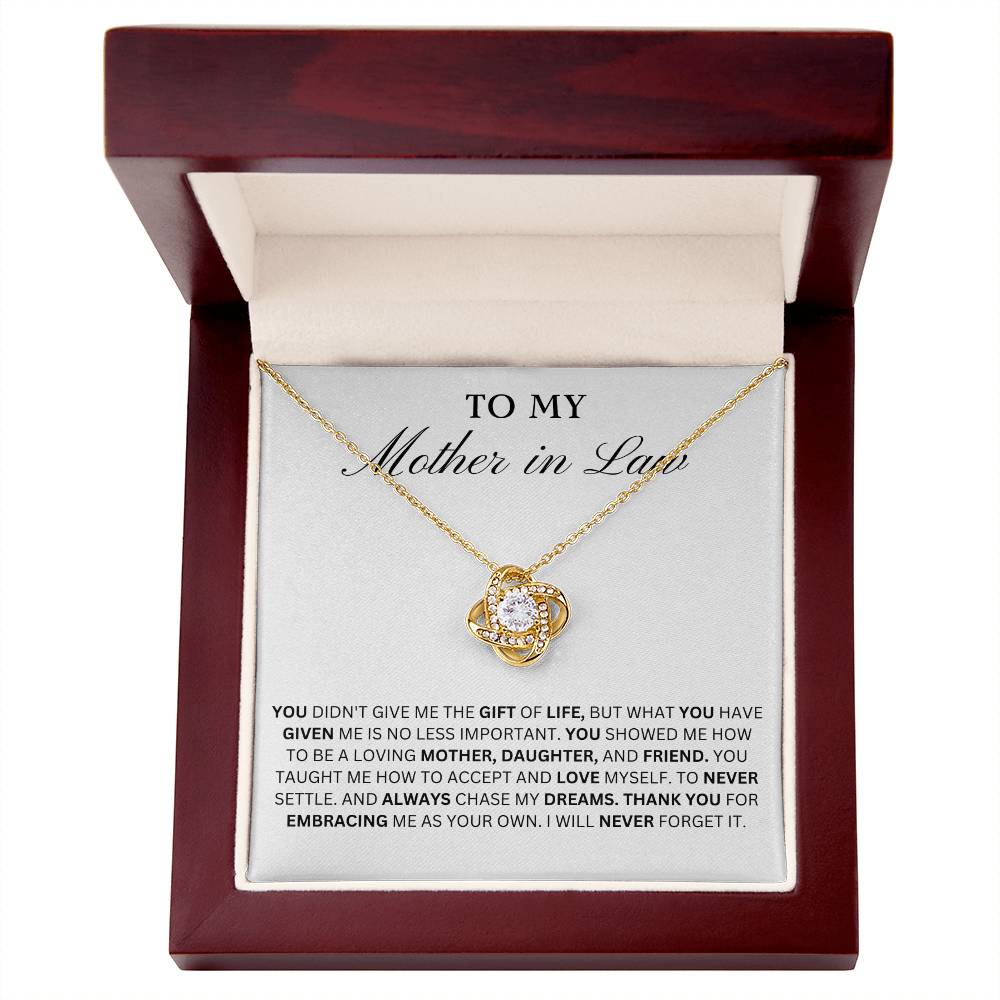 To My Mother in Law - Forever Grateful - Love Knot Necklace