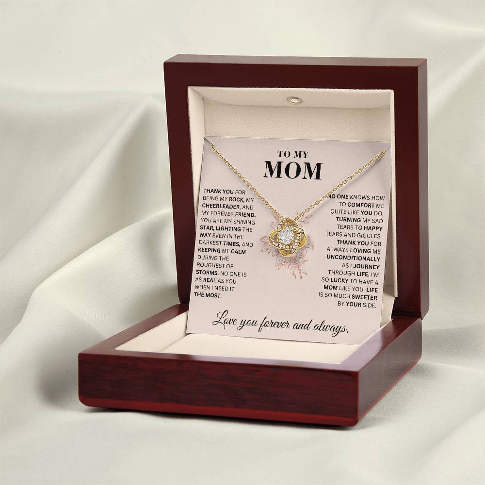 To My Mom - My Rock - Love Knot Necklace