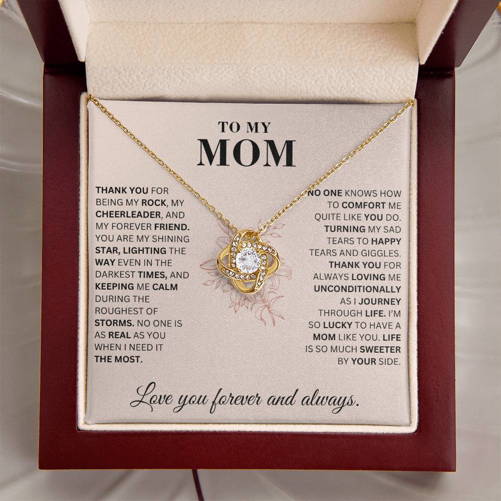 To My Mom - My Rock - Love Knot Necklace