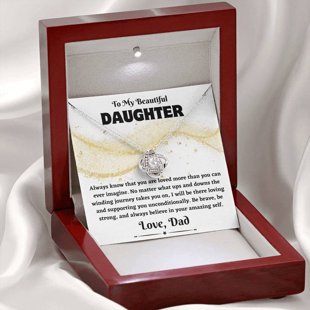 To My  Beautiful Daughter - Shine- Love Knot Nekclace