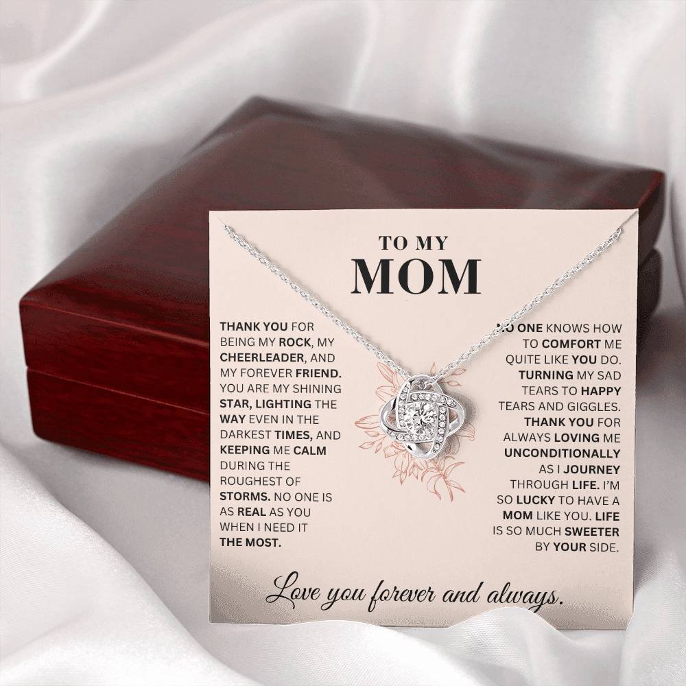 To My Mom - My Rock - Love Knot Necklace