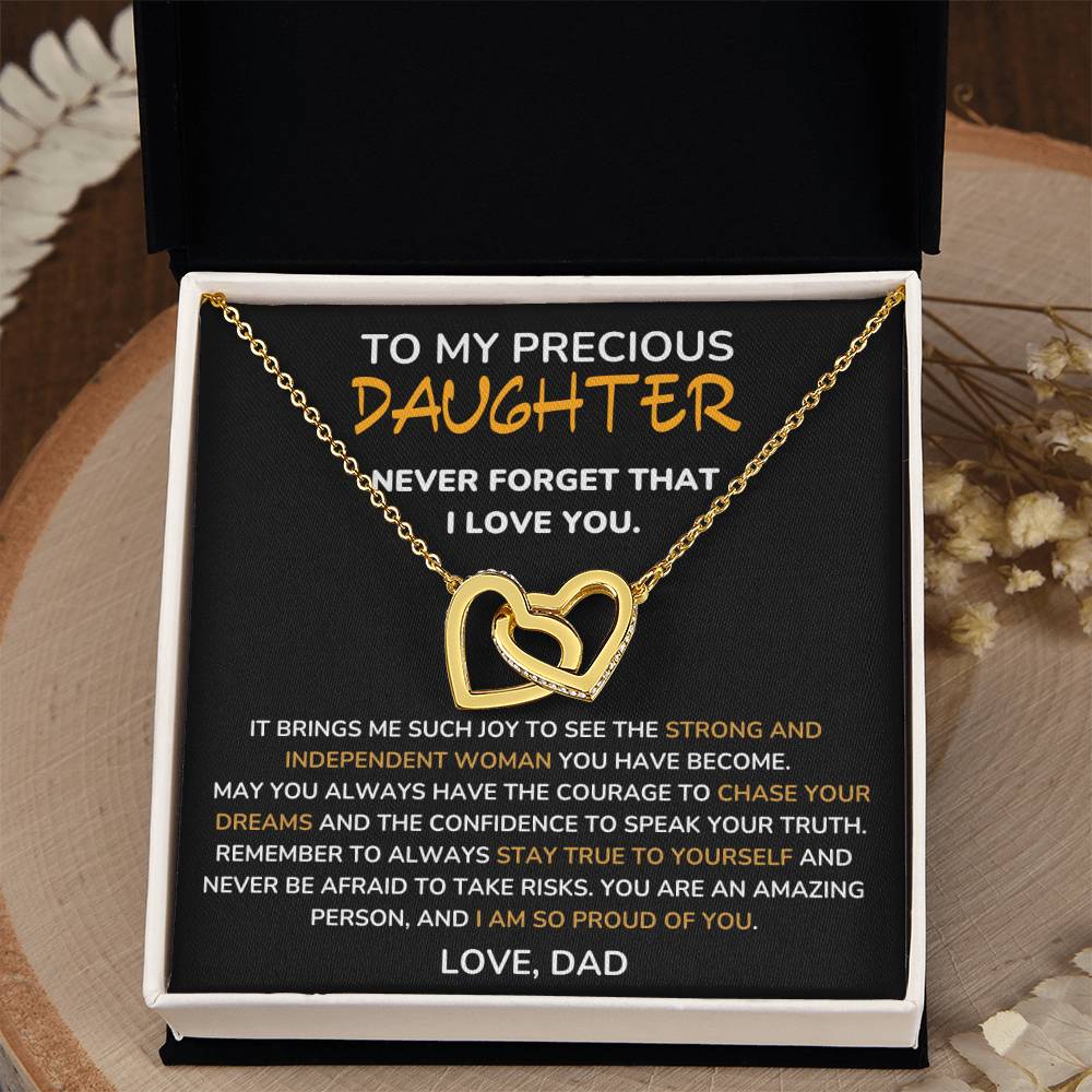 To My Precious Daughter - Proud Of You - Interlocking Hearts Necklace