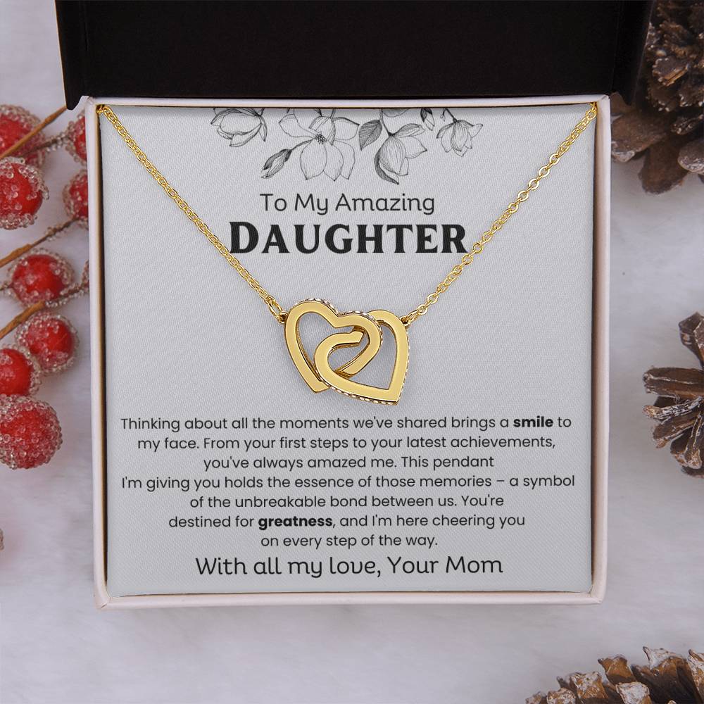 To My Amazing Daughter - Memories - Interlocking Hearts Necklace