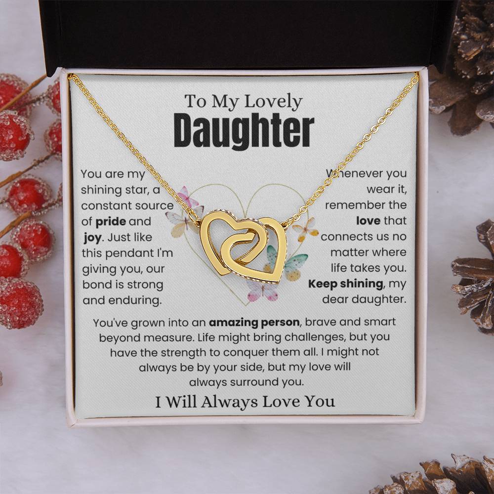 To My Lovely Daughter - My Dear - Interlocking Hearts Necklace