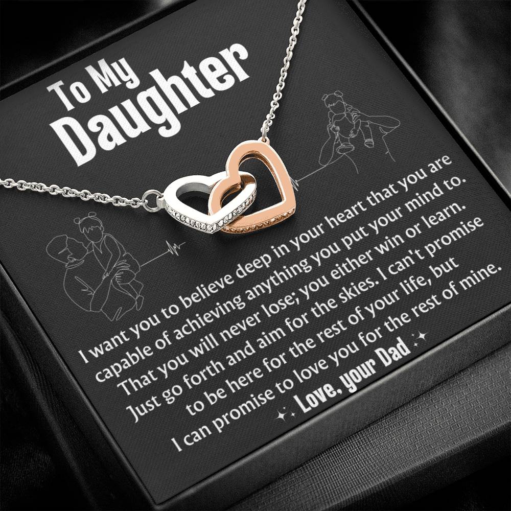 To My Daughter - Never Lose - Interlocking Hearts Necklace