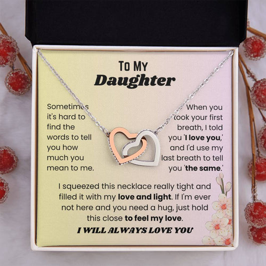 To My Daughter - First Breath - Interlocking Hearts Necklace