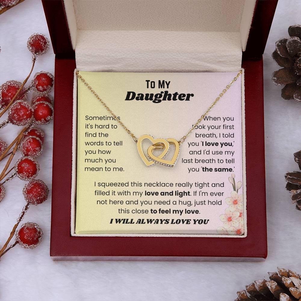 To My Daughter - First Breath - Interlocking Hearts Necklace