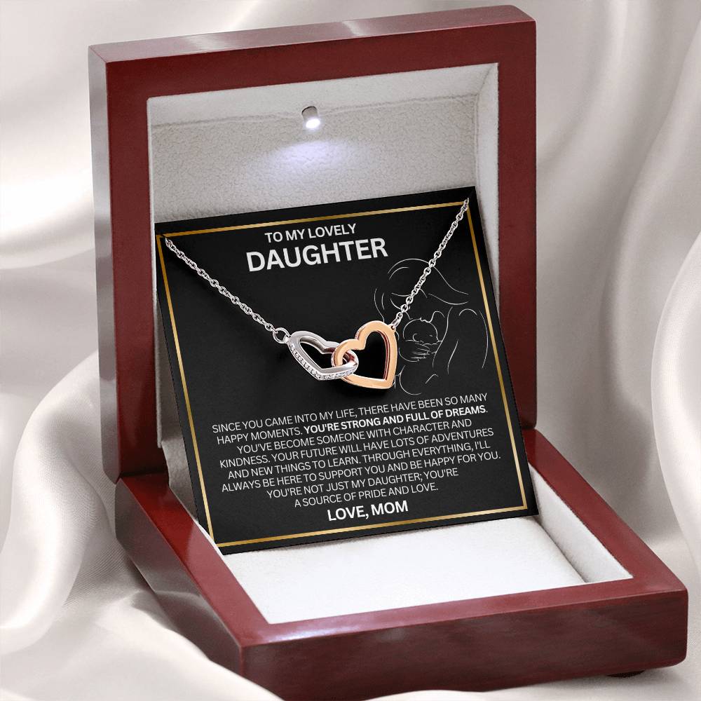 To My Lovely Daughter - Adventures - Interlocking Hearts Necklace