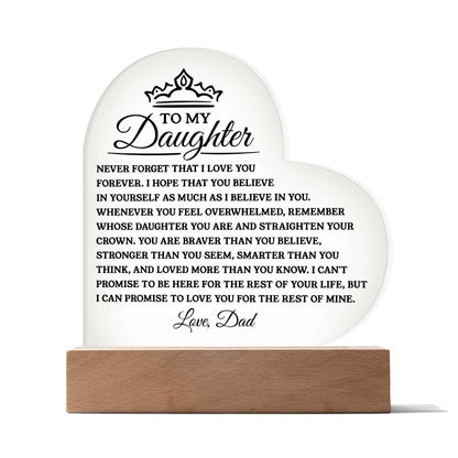 To My Daughter - Believe In Yourself - Heart Acrylic Plaque
