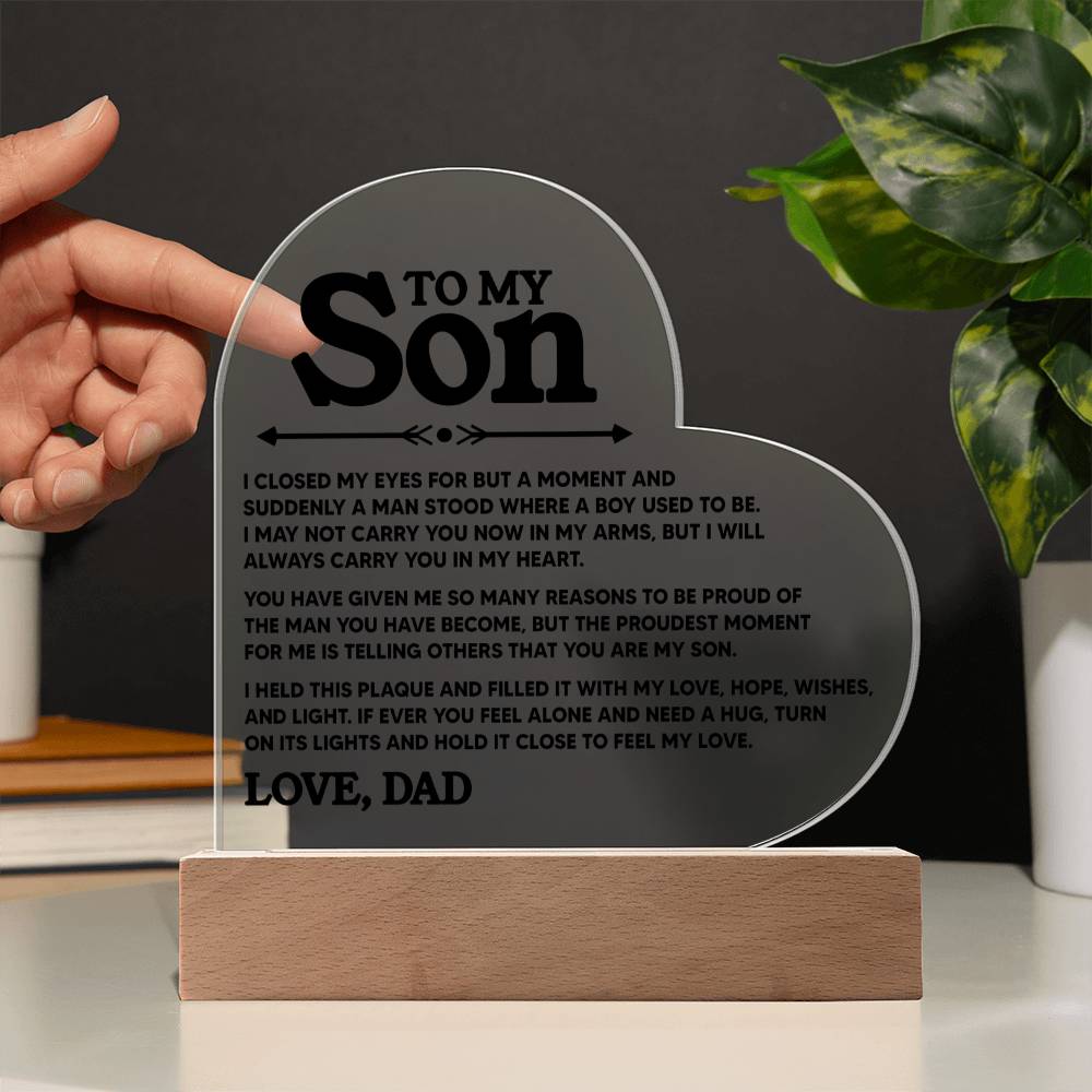 To My Son - My Arms - Heart Acrylic Plaque