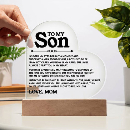 To My Son - My Life - Heart Acrylic Plaque