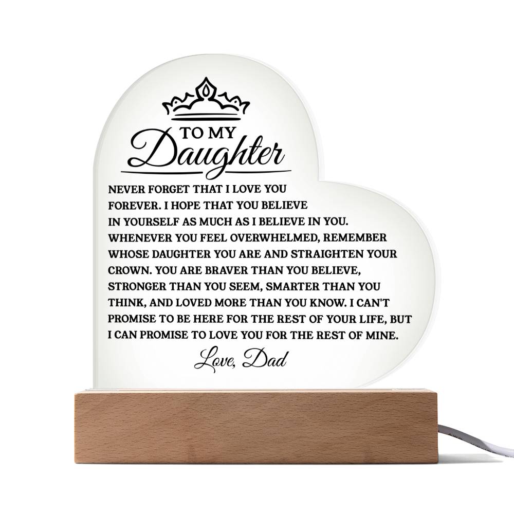 To My Daughter - Believe In Yourself - Heart Acrylic Plaque