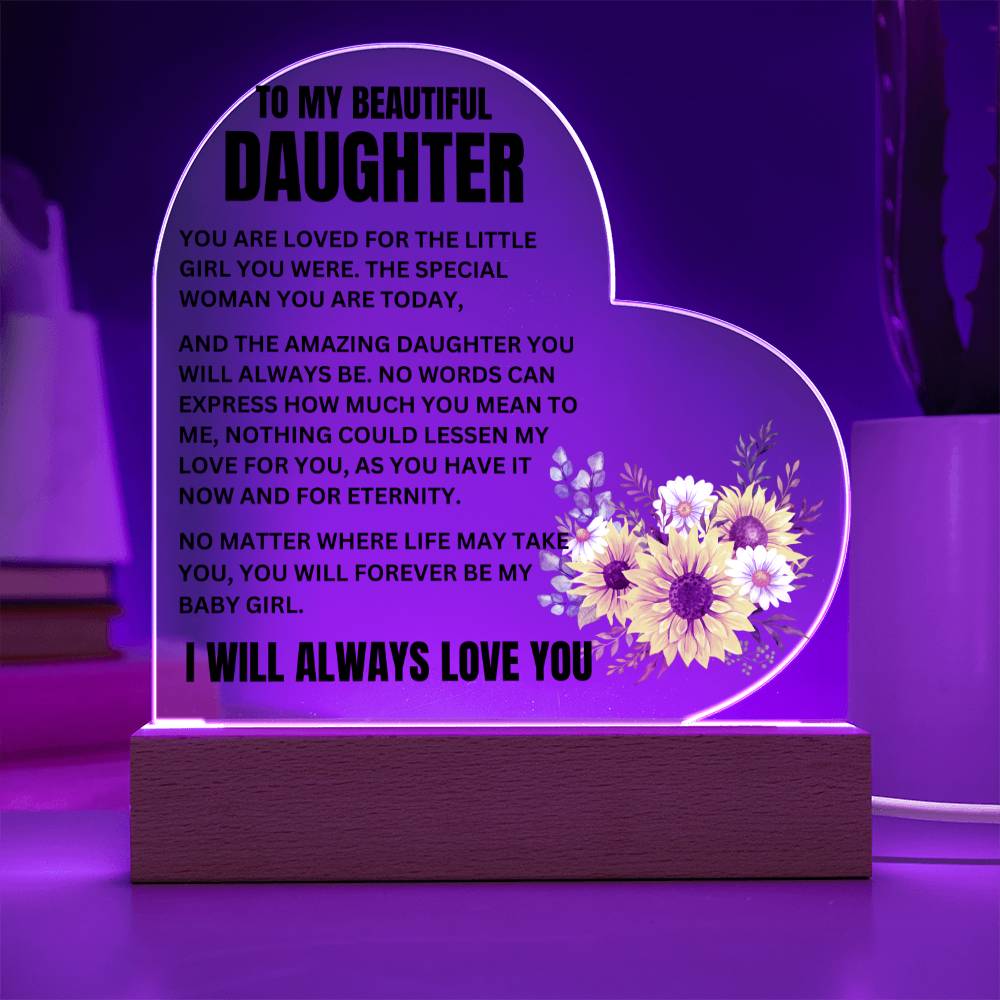 To My Beautiful Daughter - Eternity - Heart Acrylic Plaque