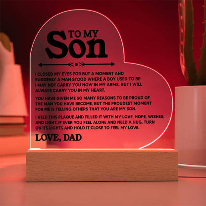 To My Son - My Arms - Heart Acrylic Plaque